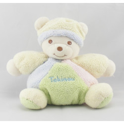 Doudou ours boule jaune rose bleu vert bonnet TAKINOU