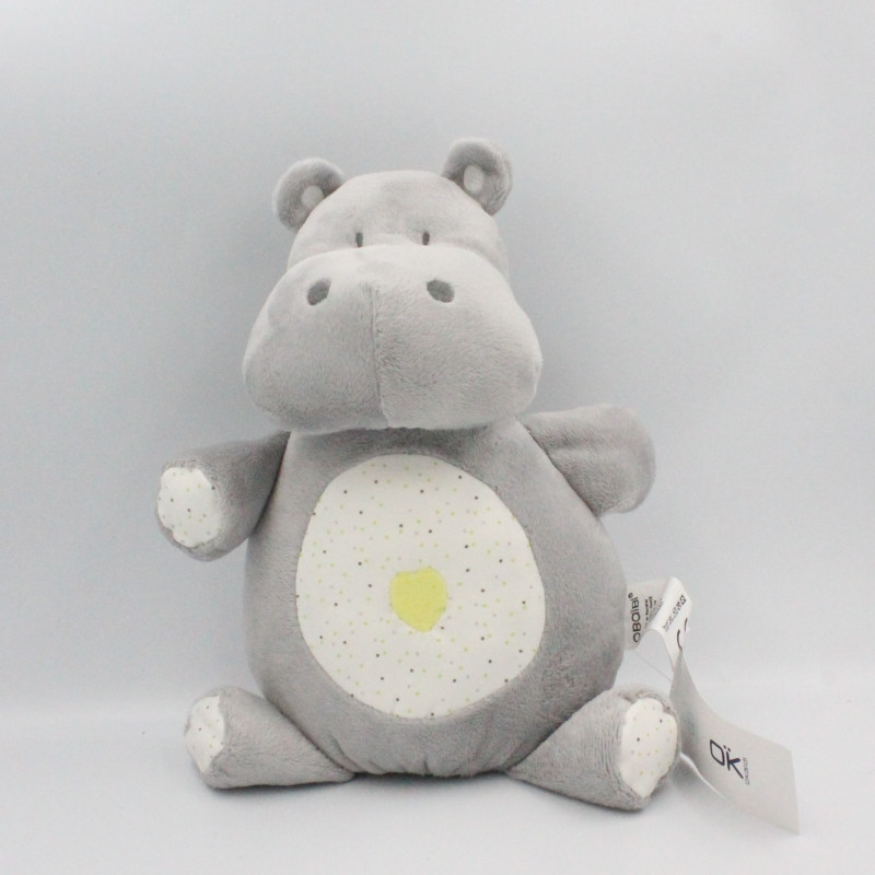 Doudou hippopotame gris pois tendresse OBAIBI