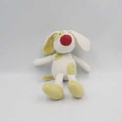 Doudou chien blanc vert cocard SUCRE D'ORGE