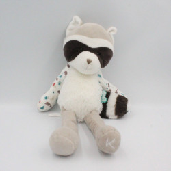 Doudou raton laveur beige marron blanc KALOO