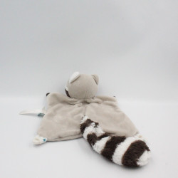 Doudou plat raton laveur beige marron blanc KALOO