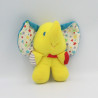 Ancien Doudou éléphant jaune bleu étoiles PLAYSKOOL