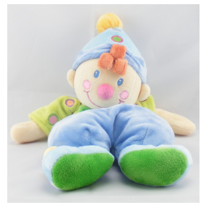 Doudou semi plat clown bleu NICOTOY