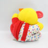 Ancien Doudou ours jaune rouge rose étoiles PLAYSKOOL Vintage