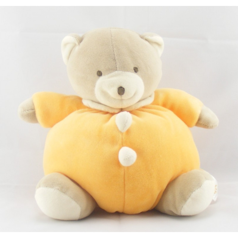 Doudou ours orange écharpe rayé BABYSUN