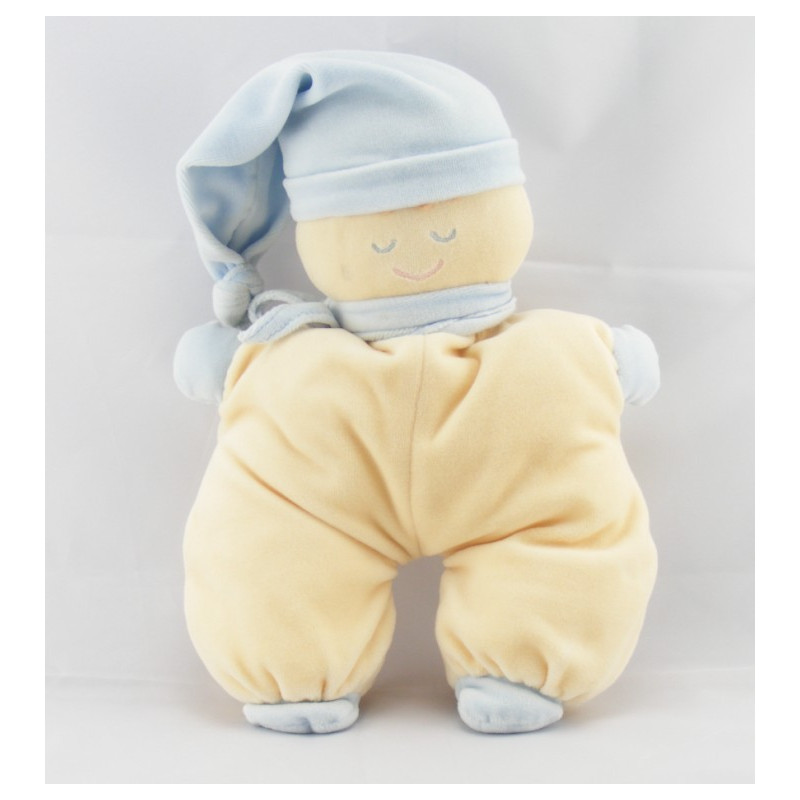 Doudou lutin garçon écru bonnet bleu NICOTOY