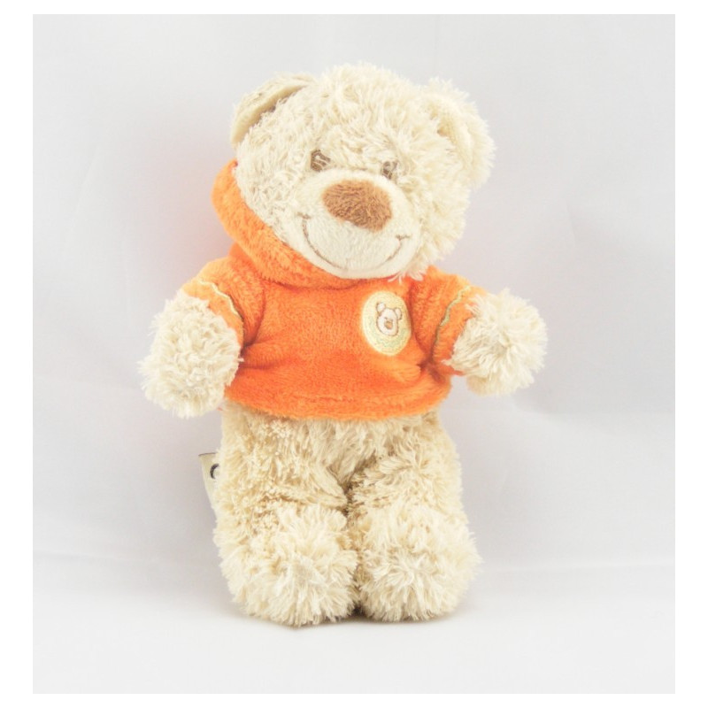 Doudou musical ours sweat capuche orange NICOTOY Ours Sonore/vibrant 