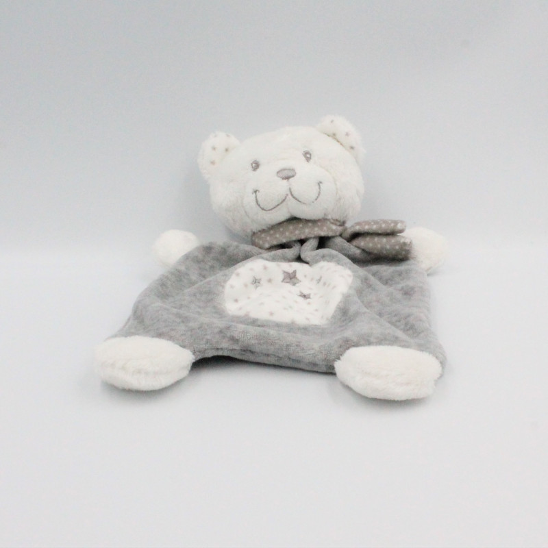 Doudou plat ours blanc gris étoiles TEX NICOTOY