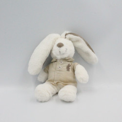 Doudou lapin blanc beige veste beige POMMETTE