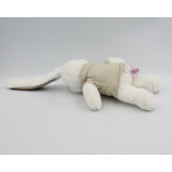 Doudou lapin blanc beige veste beige POMMETTE