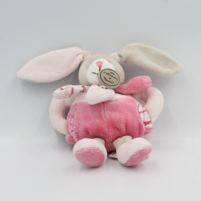 Doudou et compagnie hochet lapin rose pétale Célestine