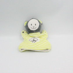 Doudou marionnette singe gris vert OBAIBI