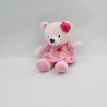 Doudou ours rose oiseau fleurs POMMETTE