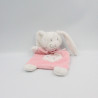 Doudou plat lapin rose blanc étoiles TEX