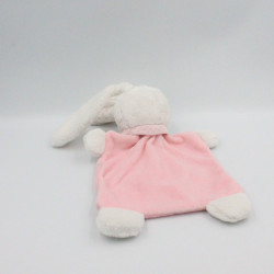 Doudou plat lapin rose blanc étoiles TEX
