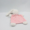 Doudou plat lapin rose blanc étoiles TEX