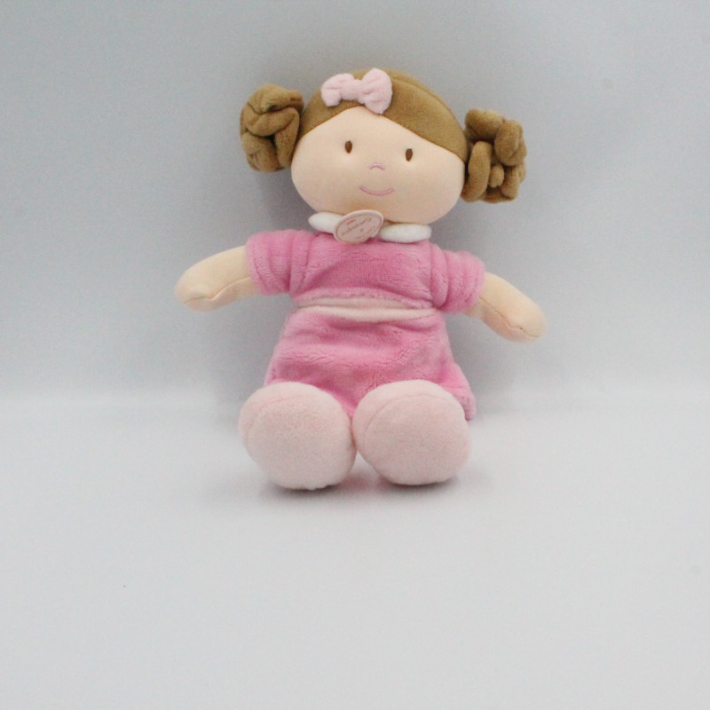 Doudou et compagnie poupée fille rose pois Demoiselle brin de folie