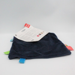 Doudou plat carré bleu marine fleurs Friends Square LABEL