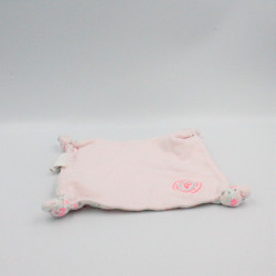 Doudou plat carré rose fleurs Mon doudou LA HALLE