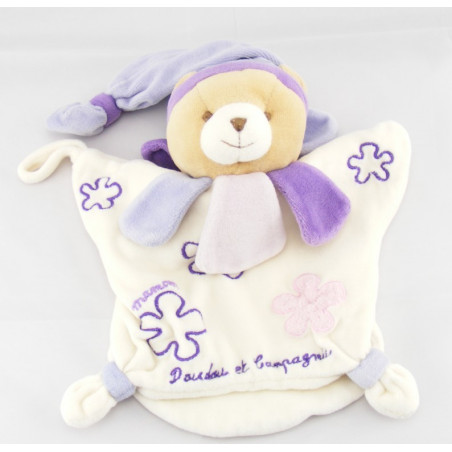 Doudou et compagnie palt ours col fleur mauve violet