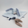 Doudou plat lapin bleu beige Bibou NATTOU