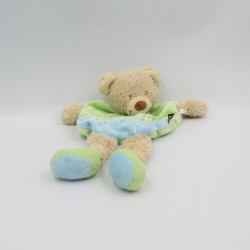 Doudou plat ours bleu vert tracteur TEX BABY