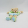 Doudou plat ours bleu vert tracteur TEX BABY
