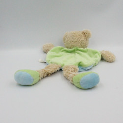 Doudou plat ours bleu vert tracteur TEX BABY