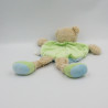 Doudou plat ours bleu vert tracteur TEX BABY