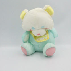 Doudou peluche puffalump ours en toile blanc jaune bleu rose PLAYSKOOL 1991