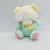 Doudou peluche puffalump ours en toile blanc jaune bleu rose PLAYSKOOL 1991