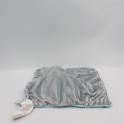 Doudou plat singe bleu blanc gris rayé OBAIBI OKAIDI