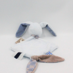 Doudou plat triangle lapin bleu beige Bibou NATTOU