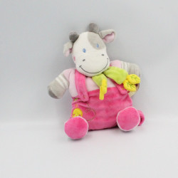 Doudou semi plat vache rose gris rayé poussin NICOTOY