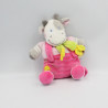 Doudou semi plat vache rose gris rayé poussin NICOTOY