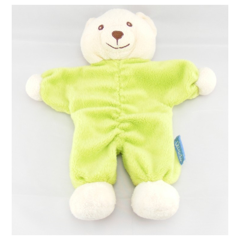 Doudou semi plat ours vert DOUDI 