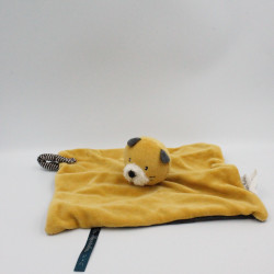 Doudou plat chat jaune bleu Les Moustaches MOULIN ROTY