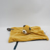 Doudou plat chat jaune bleu Les Moustaches MOULIN ROTY