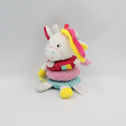 Doudou et compagnie vibrant girafe anneaux blanche rose verte