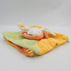 Doudou plat noeuds lapin jaune vert orange BABY NAT