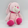 Doudou lapin rose rayé coccinelle Nicotoy