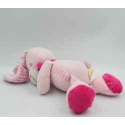 Doudou lapin rose rayé coccinelle Nicotoy