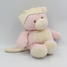 Doudou ours rose blanc bonnet GIPSY