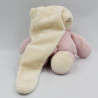 Doudou ours rose blanc bonnet GIPSY