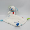 Doudou chien blanc bleu rouge vert mouchoir LIEF
