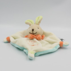 Doudou et compagnie plat lapin blanc bleu vert orange