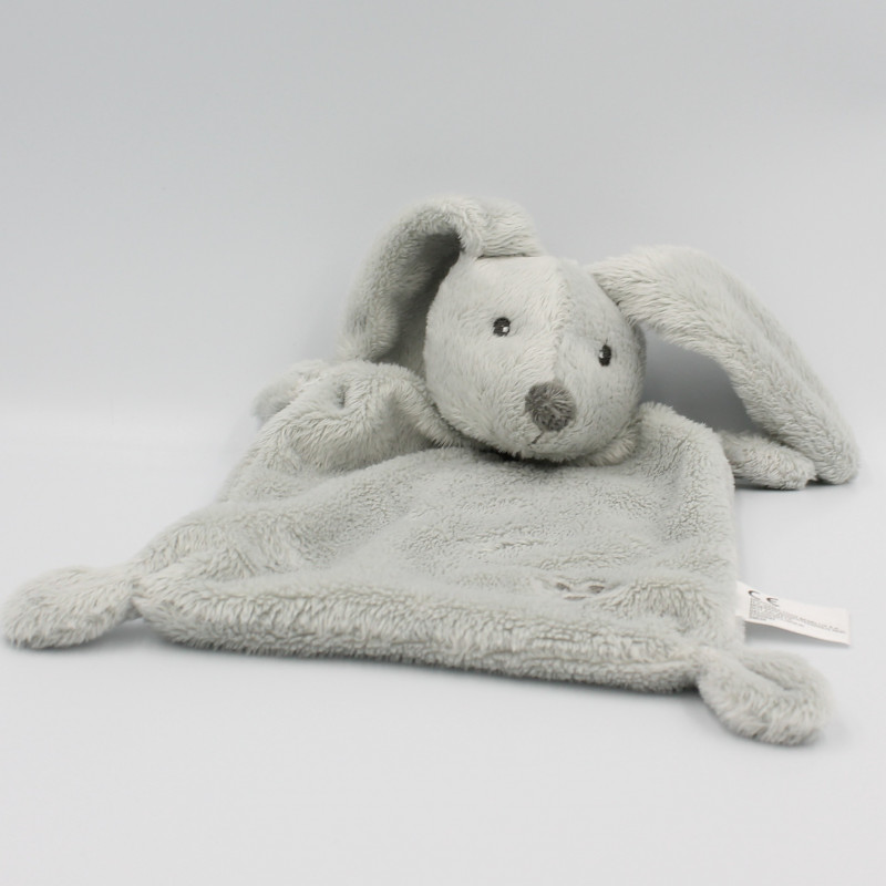 Doudou plat lapin gris empreinte NICOTOY