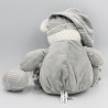 Doudou ours gris blanc rayé hochet MAX ET SAX