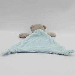 Doudou plat ours gris bleu rayé MES PETITS CAILLOUX