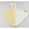 Doudou plat lapin blanc jaune SUCRE D'ORGE